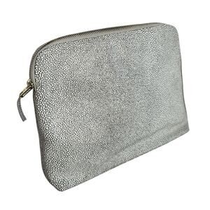 India Hicks The Insider Grey Print Stingray Leather Pouch Clutch Bag
